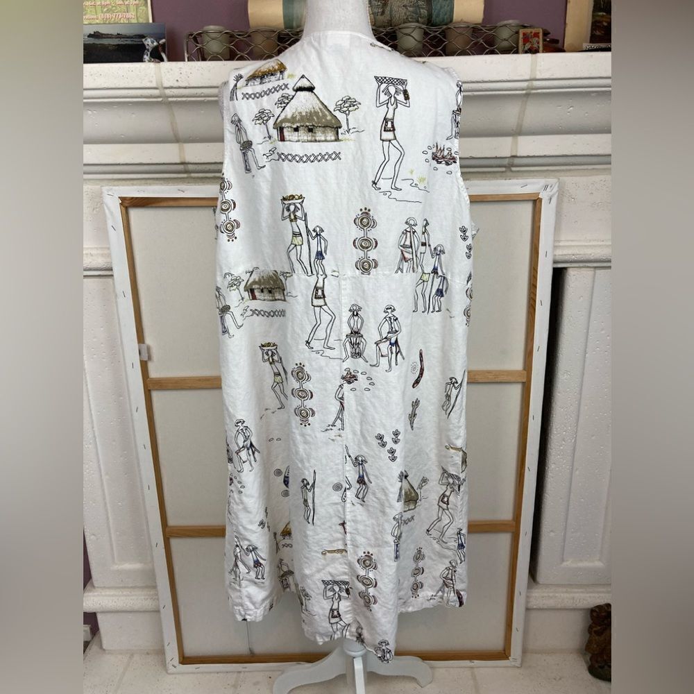 VTG 80s/90s dress w/ aboriginal Australian style print w/pockets - Picture 2 of 10